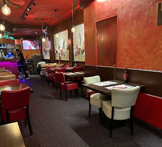 Interior view of Rabaab Restaurant dining area 